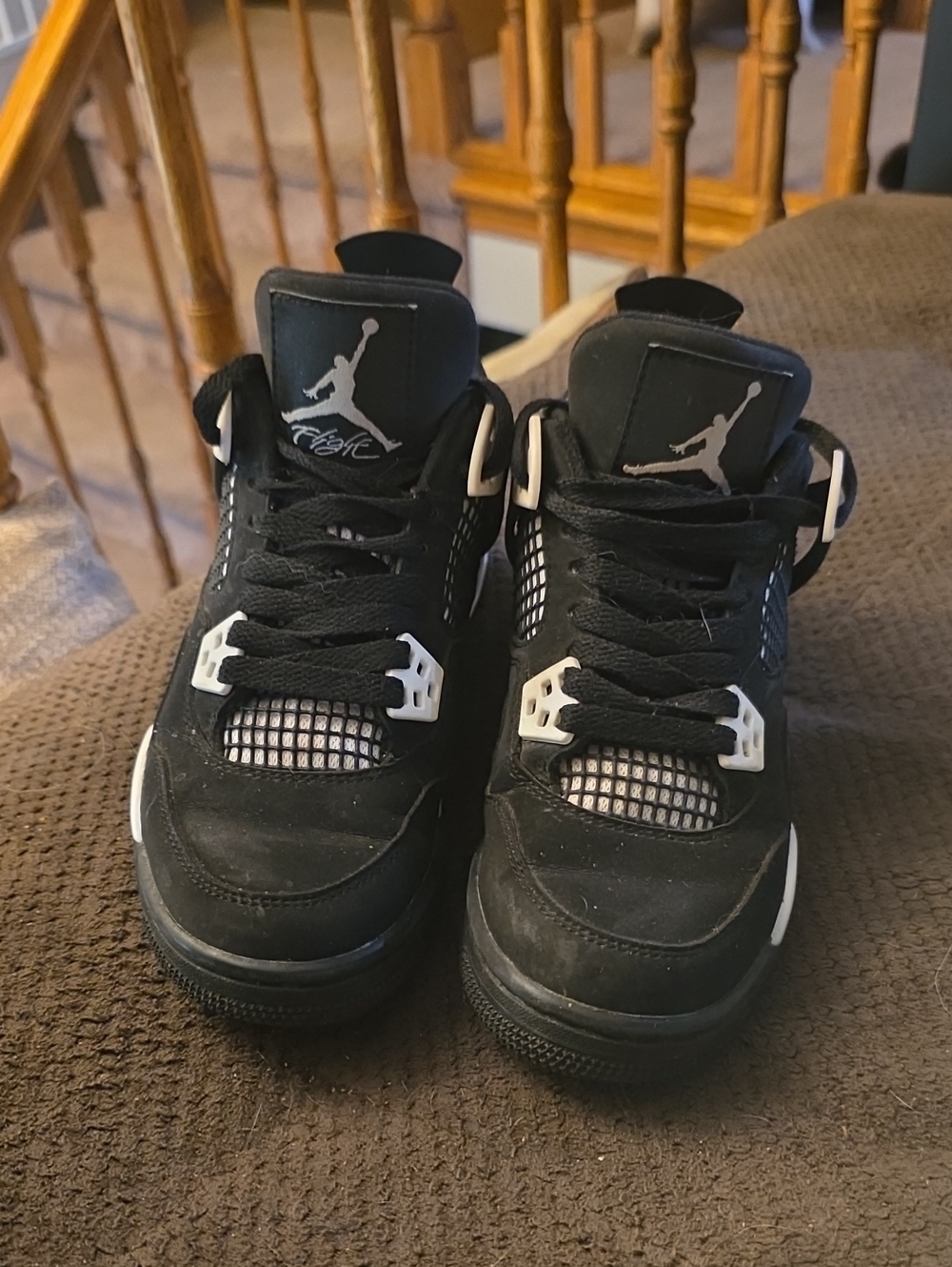 Jordan Kids' Black and White Retro Thunder 4 Sneakers